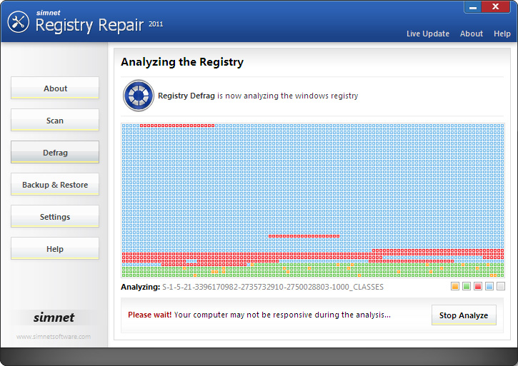 Screenshot for Simnet Registry Defrag 2011 3.1.3.2